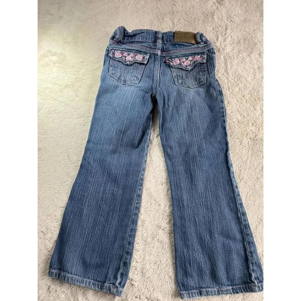 Levi's Girls' Denim Jeans Size‎ 6X with Pink Embroidery